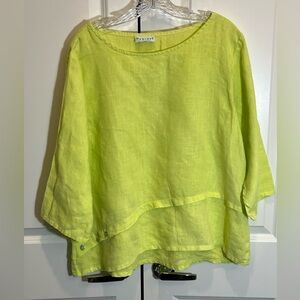 Habitat 100% Linen Layered Top - Bright Yellow-Green MISSING SIZE TAG